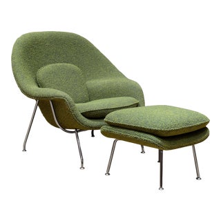 Reupholstered Womb Chair and Ottoman by Eero Saarinen for Knoll For Sale