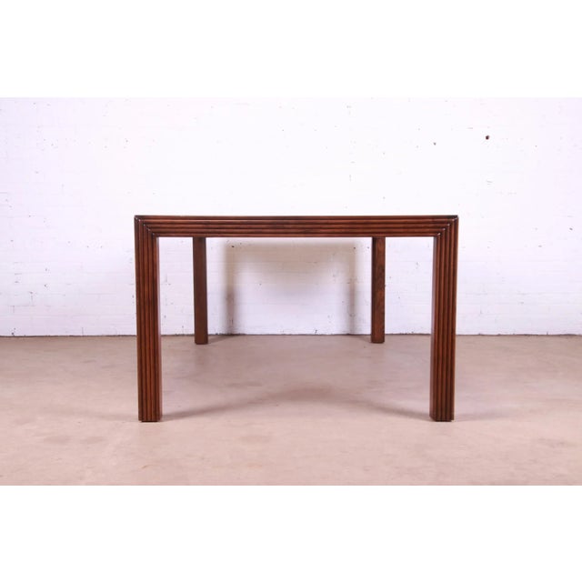 Henredon Mid-Century Modern Oak Parsons Extension Dining Table With Parquet Top For Sale - Image 11 of 13