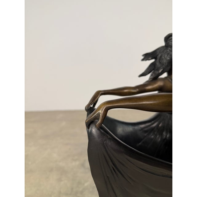 Art Nouveau Bronze Maidens Vase / Planter – Signed H. Beau, 20” Tall For Sale - Image 4 of 14