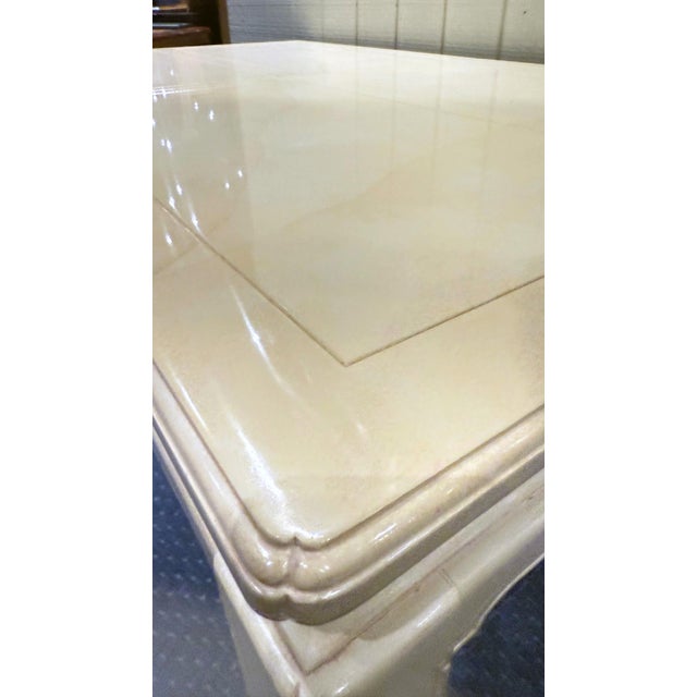 Wood 1970s Vintage Henredon Faux Goatskin Dining Table With Two Leaves For Sale - Image 7 of 11
