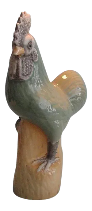 Large Chinese Export Celadon Porcelain Figure of a Chicken or Rooster