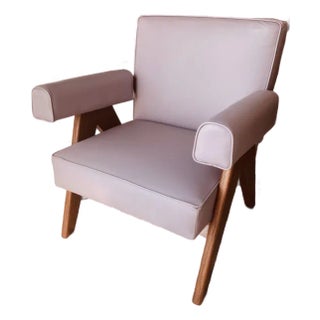 Luxury Italian Leather Accent Chair – Smoked Walnut & Lilac Grey - Made in Italy! For Sale