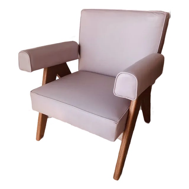 Luxury Italian Leather Accent Chair – Smoked Walnut & Lilac Grey - Made in Italy! For Sale