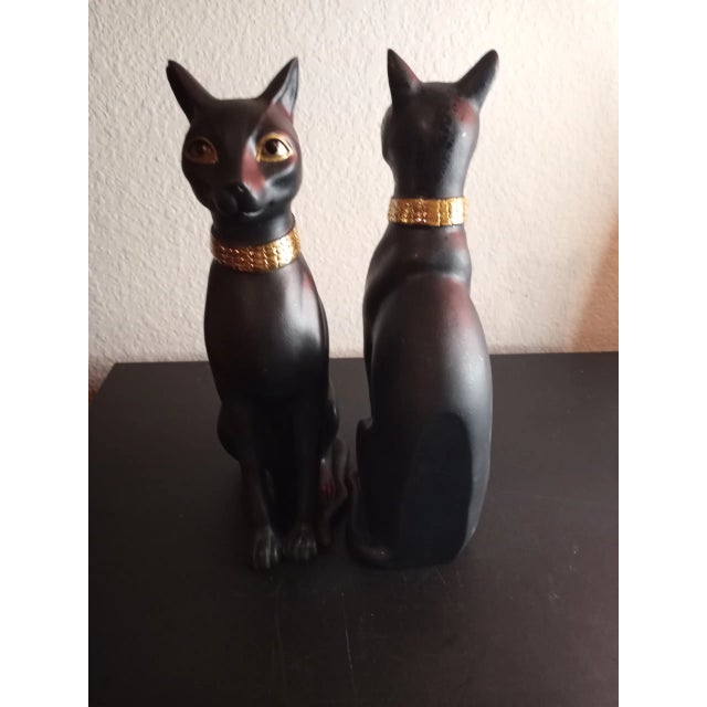 Ceramic 1970s Chalkware Black Cats - a Pair For Sale - Image 7 of 7