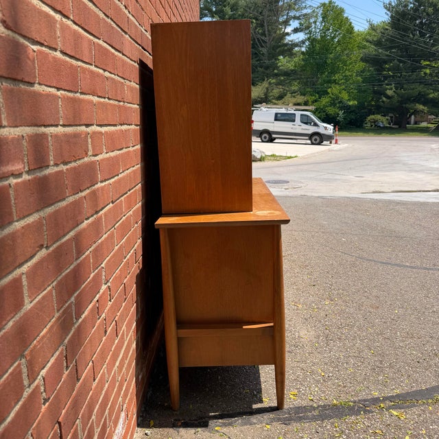 Wood Mid 20th Century Two Piece “Contempora” Danish Style Hutch by Mt. Airy Furniture for John Stuart Furniture For Sale - Image 7 of 12