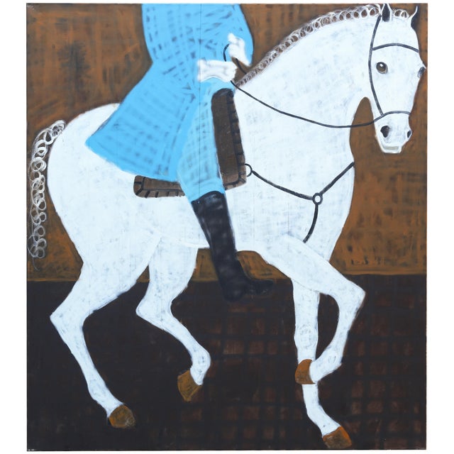 Large Contemporary Horse Oil Painting. Equestrian Painting on Unprimed