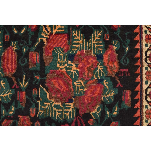 Black Vintage Afshar Rug 5'4'' X 8'3'' Black Wool Traditional Hand-Knotted Carpet For Sale - Image 8 of 15