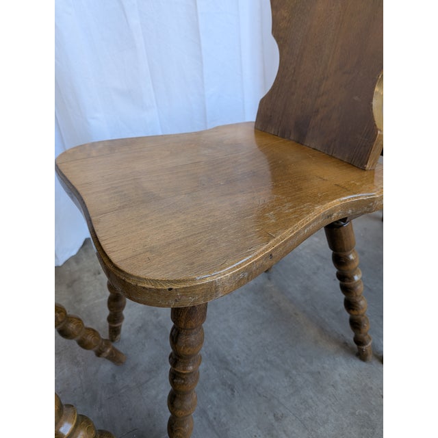 Vintage Tyrolean Farmhouse Heart Cutout Wooden Dining Chairs, 1970s, Set of 4 For Sale - Image 4 of 18