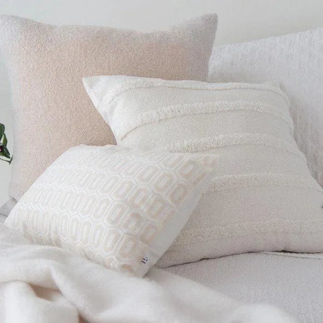 Contemporary Cream Tufted Striped Pillow Cover 20" X 20" For Sale - Image 4 of 6