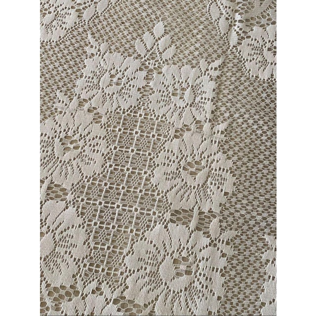 Vintage Lace Window Curtain Panel Victorian Style 63" W X 79" L For Sale - Image 4 of 6