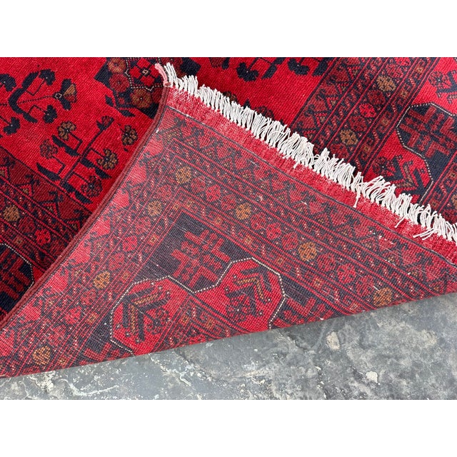 Red Afghan Hand Knotted Turkomen Khal Mohammadi Rug For Sale - Image 8 of 8