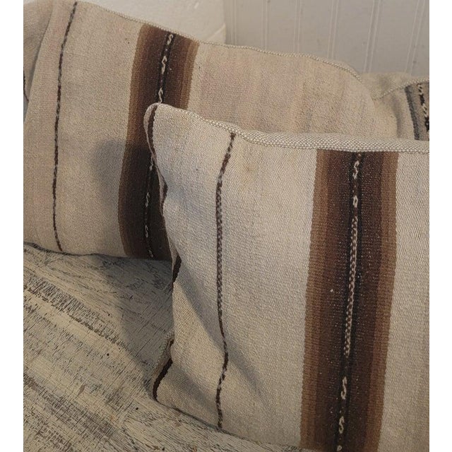 Pair of Striped 19Thc Linen Bolster Pillows For Sale - Image 4 of 5