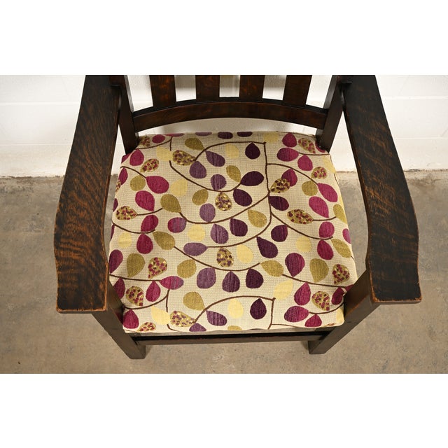 Brown Limbert Antique Mission Oak Arts & Crafts Armchair, Circa 1910 For Sale - Image 8 of 15