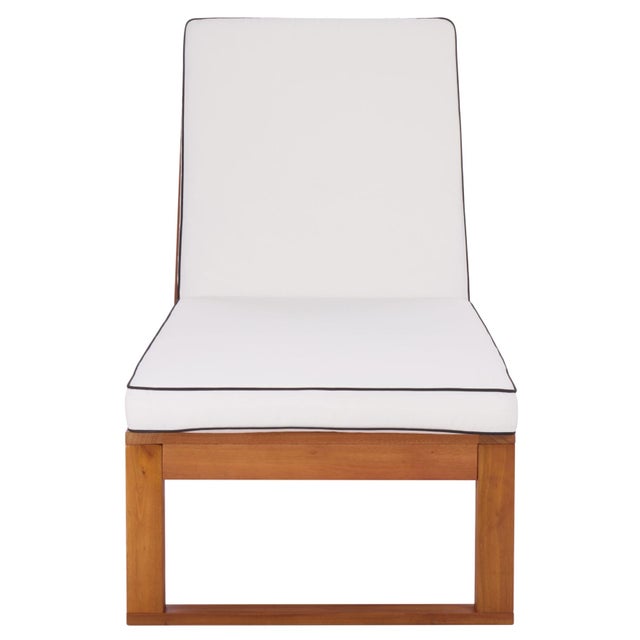 Sophie Chaise Lounge, Natural/Beige Cushion Black Piping For Sale - Image 9 of 11