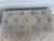 Late 20th Century English Oak Bench With Tufted Beige Suede Seat and Brass Nailhead Trim For Sale - Image 4 of 8