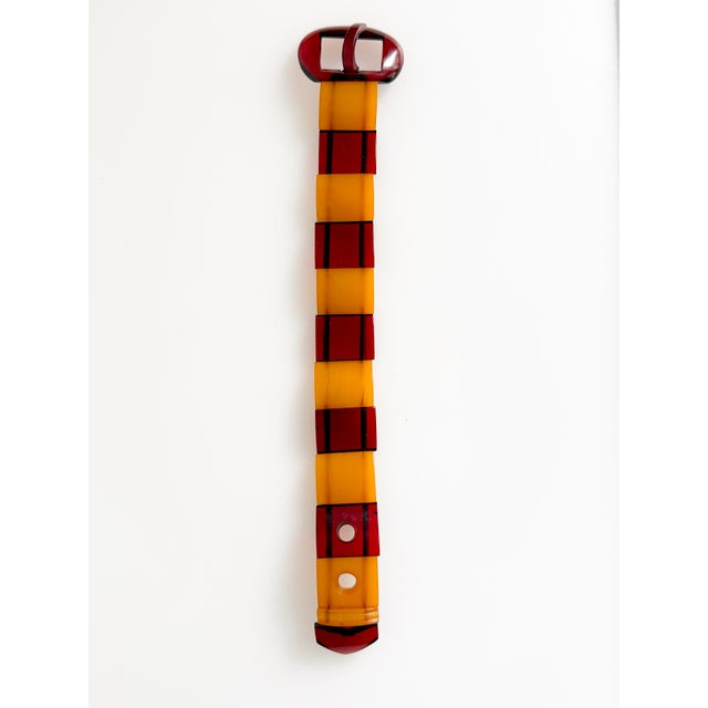 Vintage Art Deco Style Bakelite Catalin Bracelet with Cherry Juice and Butterscotch Panels, 1940s For Sale - Image 10 of 14