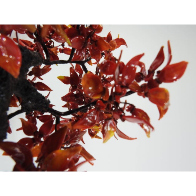 Vintage Chinese Polished Glass Leaves on Bonsai Tree For Sale - Image 9 of 11