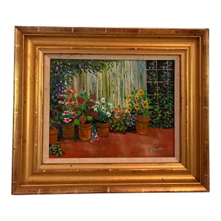 1980s Chairish Title Francis “Duke” Downs Palm Beach Florida Garden Oil Painting, Signed For Sale