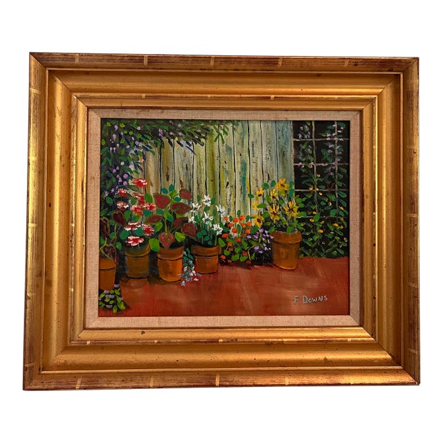 1980s Chairish Title Francis “Duke” Downs Palm Beach Florida Garden Oil Painting, Signed For Sale