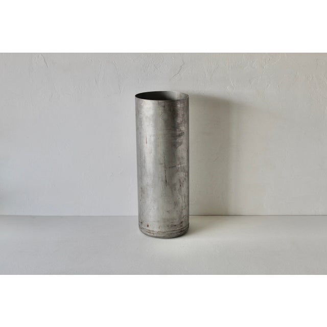 Paul Mayen Paul Mayen Style Vintage Industrial Chic Modern Cylindrical Umbrella Stand With Patina Mid Century For Sale - Image 4 of 17