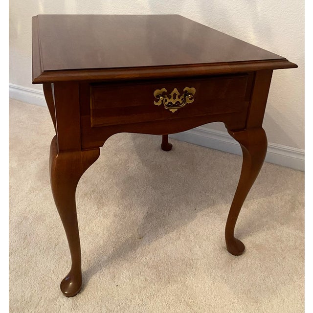 Ethan Allen Georgian Court Cherry Rectangular End Table Late 20th Century Excellent Condition For Sale - Image 10 of 11