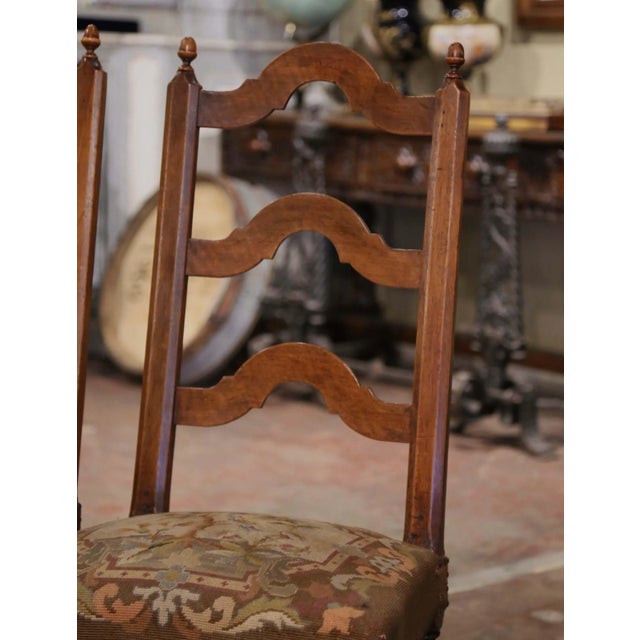 Brown Pair of 19th Century French Louis XIV Walnut Chairs With Needlepoint Seats For Sale - Image 8 of 10