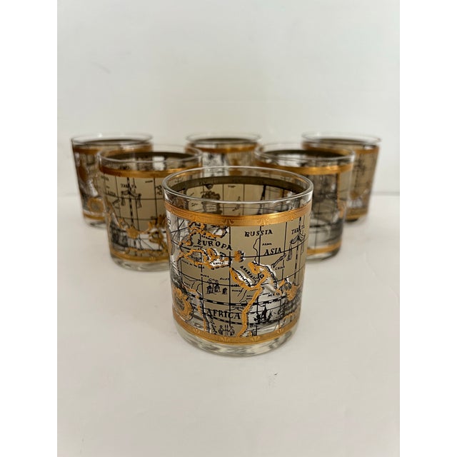 Wood Mid-Century Map of the World Barware Cera - Set of 10 For Sale - Image 7 of 10
