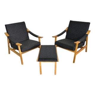 Laszlo Hetzendorfer Lounge Chairs With Ottoman - A Pair For Sale