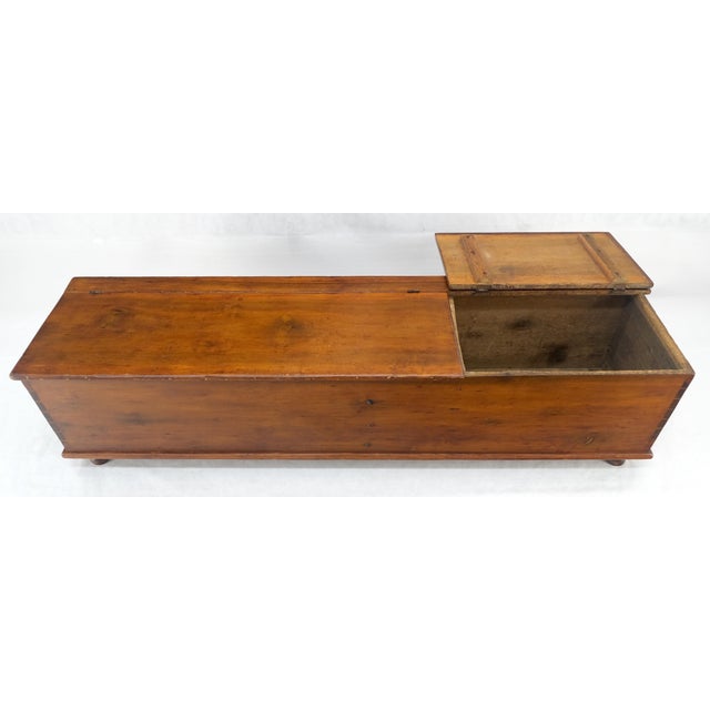 Antique c1880s Dovetail Joints Double Lid Bench Shape Hope Chest Box Storage For Sale - Image 11 of 12