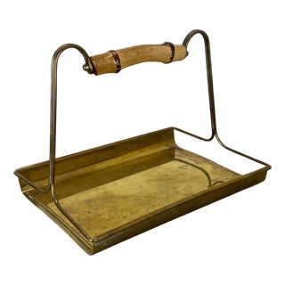 Vintage German Tiki Brass and Bamboo Tray from Grasoli, 1950s For Sale