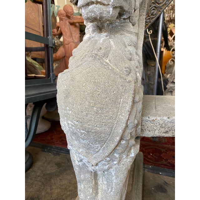 Carved Concrete Garden Bench Featuring Mythical Winged Lions For Sale - Image 9 of 13