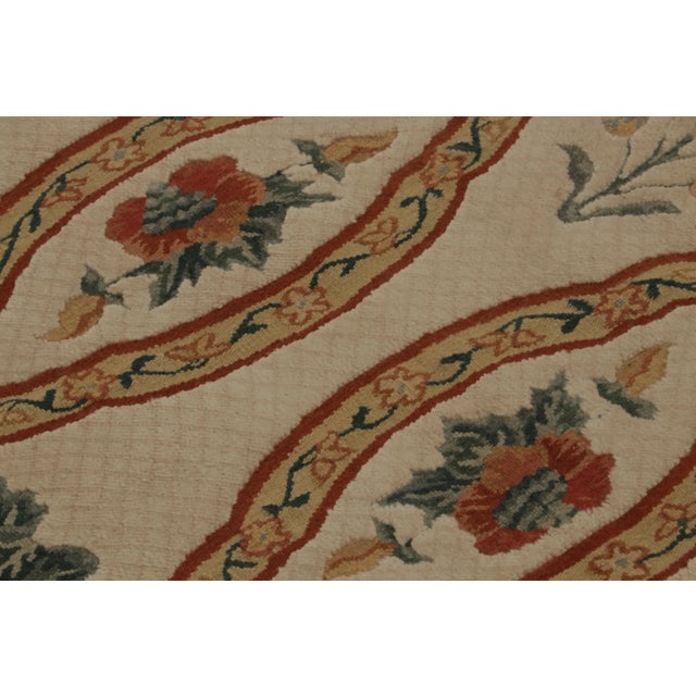 2010s Rug & Kilim’s European Rug in Beige, With Green and Red Floral Patterns For Sale - Image 5 of 8