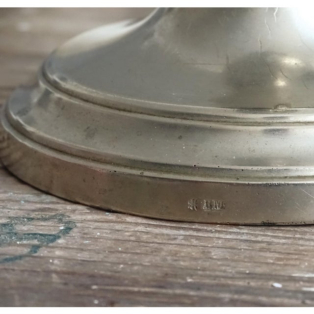 Pair of simple, stylish candlestick holders, hand crafted by famous manufacturer BMF Berndorf Metalware Factory. High...