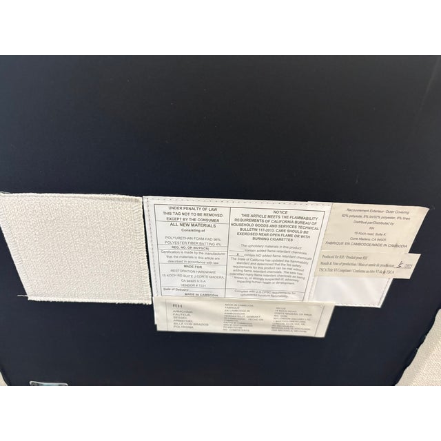 Restoration Hardware Rh Ellison High-Back Fabric Dining Side Chair Performance Linen Weave — Natural Recessed Caster Base For Sale - Image 4 of 13