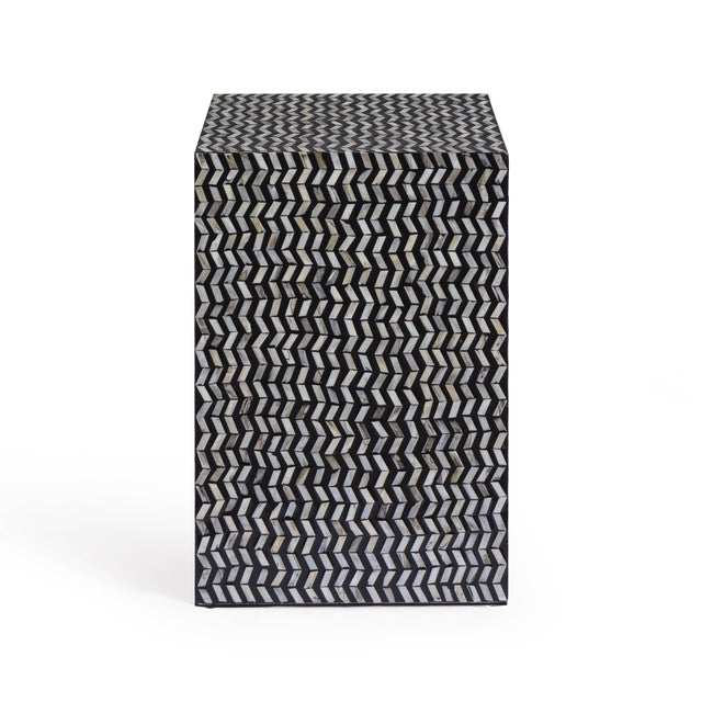 Derry Black Mother of Pearl Nightstand For Sale - Image 4 of 7