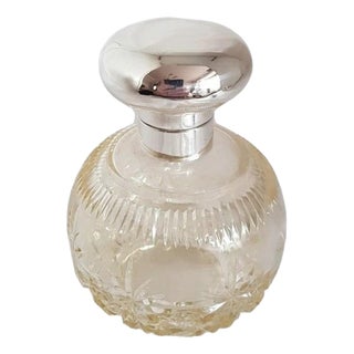 Antique George V Sterling Silver Crystal Cut Glass Scent Bottle, Birmingham, 1921 For Sale