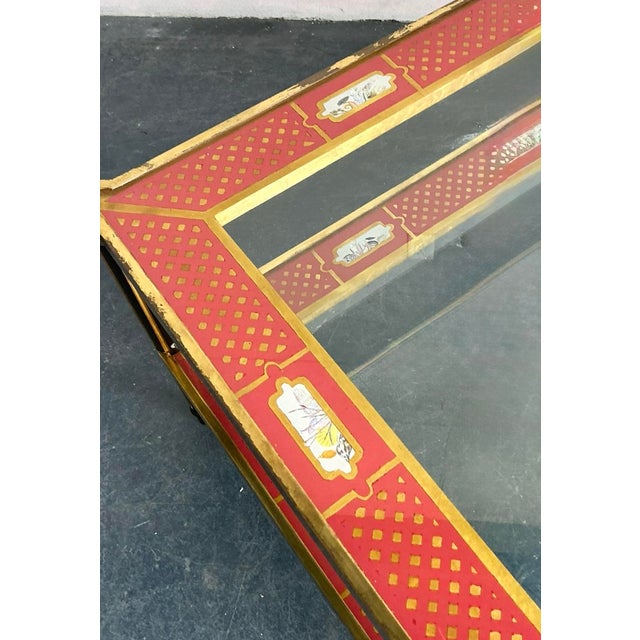 Red Vintage Asian Eglomise Coffee Table For Sale - Image 8 of 12