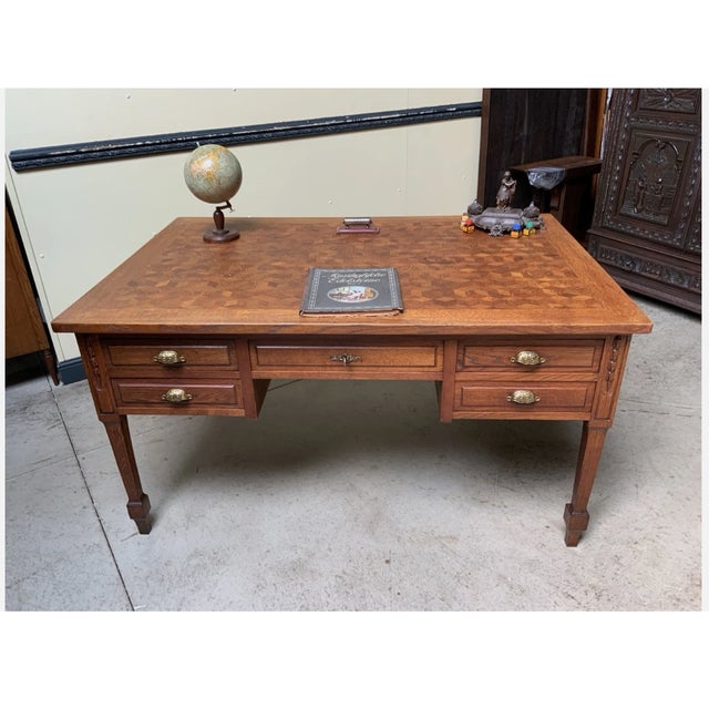 1910s Antique Art Nouveau Double-Sided Desk, 1915 For Sale - Image 5 of 12