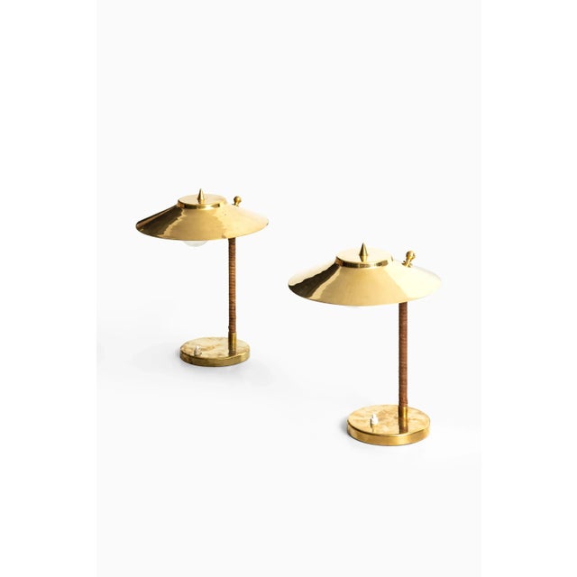 Brass and Cane Table Lamps by Paavo Tynell for Idman, 1950s, Set of 2 For Sale - Image 11 of 11