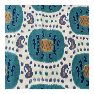 Brunschwig & Fils Samarkand Aqua Ikat Linen Fabric- 4 Yards For Sale
