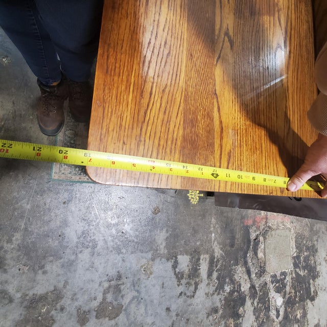 Early 20th Century Three Drawer Oak Vanity Dresser With Arched Beveled Mirror For Sale - Image 10 of 11