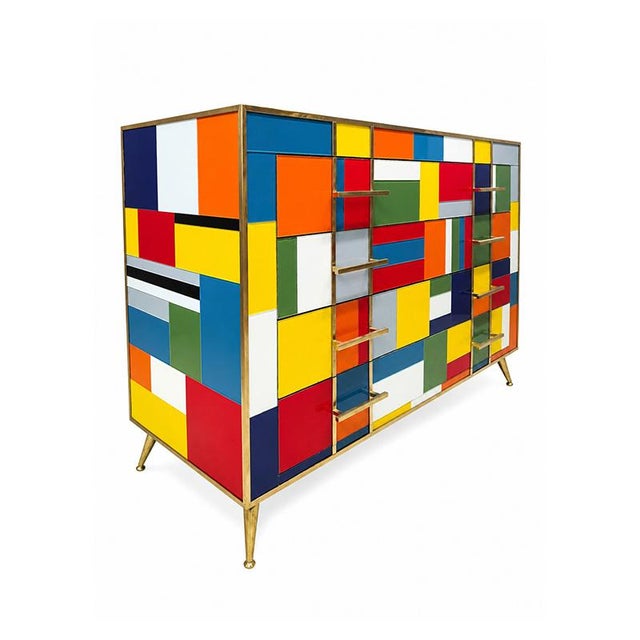 Vintage Chest of Drawers in Colored Glass, 1980s For Sale - Image 4 of 5