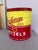 Large Vintage 1950s Bachman Oven Fresh pretzel tin. Featuring a red and yellow design. The metal canister was produced by...