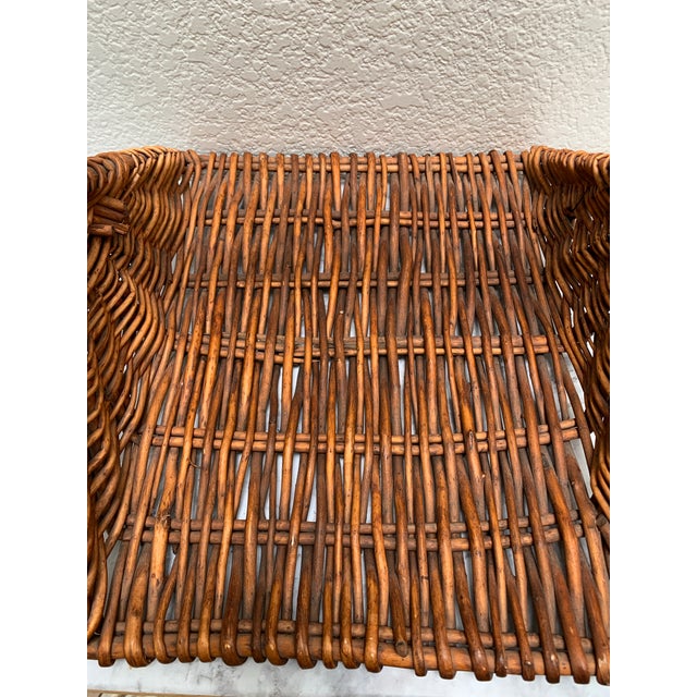 Vintage Natural Wood Decor & Storage Basket Tray For Sale In Sacramento - Image 6 of 8
