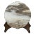 Chinese Natural Dream Stone Round White Fengshui Plaque Display For Sale