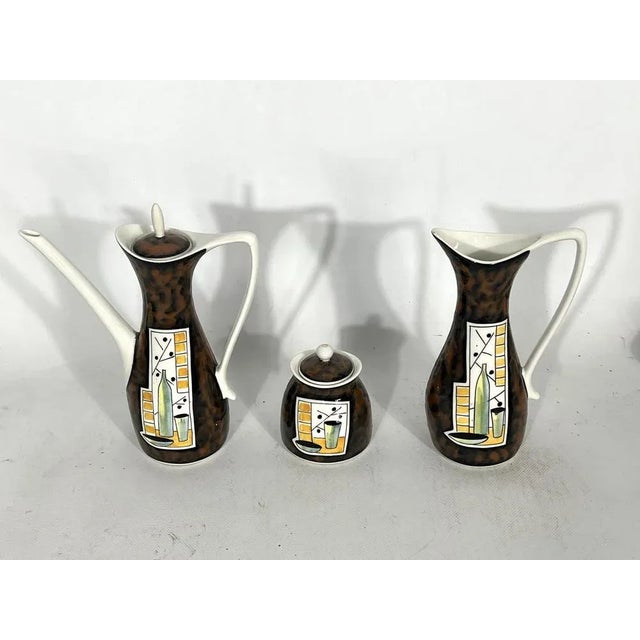 Mid-Century Ceramic Teapot Set by Alfa Ceramiche, Italy, 1950s, Set of 8 For Sale - Image 6 of 14
