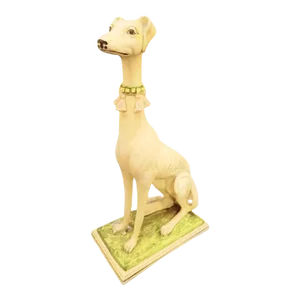 Vintage Italian Pale Yellow Palm Beach Regency Whippet Greyhound Dog Statue on Pillow