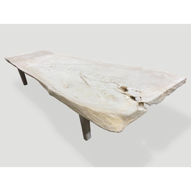 Andrianna Shamaris Minimalist Bleached Teak Wood Coffee Table or Bench For Sale - Image 17 of 18