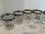 Set of 7 silver rimmed vintage “H” glasses. Dorothy Thorpe style. There is also a set of tall tumbler “H” glasses listed.