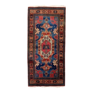 1950s, Vintage German Tribal Style Wool Rug, Geometric Medallion, 3 X 5 For Sale